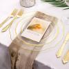 image:imageWDF 60pcs Purple Plates Disposable with Gold Rim  Baroque Light Purple Plastic Plates  Lavender Plates for SpringWeddingEasterBirthdayClear Gold