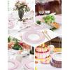 image:imageWDF 60pcs Purple Plates Disposable with Gold Rim  Baroque Light Purple Plastic Plates  Lavender Plates for SpringWeddingEasterBirthdayClear Pink with Gold Rim