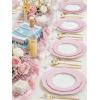 image:imageWDF 60pcs Purple Plates Disposable with Gold Rim  Baroque Light Purple Plastic Plates  Lavender Plates for SpringWeddingEasterBirthdayClear Pink with Gold Rim