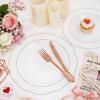 image:imageWDF 60pcs Purple Plates Disposable with Gold Rim  Baroque Light Purple Plastic Plates  Lavender Plates for SpringWeddingEasterBirthdayClear Rose Gold