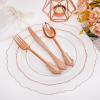 image:imageWDF 60pcs Purple Plates Disposable with Gold Rim  Baroque Light Purple Plastic Plates  Lavender Plates for SpringWeddingEasterBirthdayClear Rose Gold