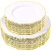 image:imageWDF 60pcs Purple Plates Disposable with Gold Rim  Baroque Light Purple Plastic Plates  Lavender Plates for SpringWeddingEasterBirthdayGold