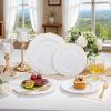 image:imageWDF 60pcs Purple Plates Disposable with Gold Rim  Baroque Light Purple Plastic Plates  Lavender Plates for SpringWeddingEasterBirthdayGold