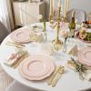 image:imageWDF 60pcs Purple Plates Disposable with Gold Rim  Baroque Light Purple Plastic Plates  Lavender Plates for SpringWeddingEasterBirthdayPink and Gold