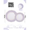 image:imageWDF 60pcs Purple Plates Disposable with Gold Rim  Baroque Light Purple Plastic Plates  Lavender Plates for SpringWeddingEasterBirthdayPurple and Gold