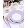 image:imageWDF 60pcs Purple Plates Disposable with Gold Rim  Baroque Light Purple Plastic Plates  Lavender Plates for SpringWeddingEasterBirthdayPurple and Gold