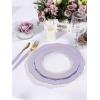 image:imageWDF 60pcs Purple Plates Disposable with Gold Rim  Baroque Light Purple Plastic Plates  Lavender Plates for SpringWeddingEasterBirthdayPurple and Gold