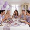 image:imageWDF 60pcs Purple Plates Disposable with Gold Rim  Baroque Light Purple Plastic Plates  Lavender Plates for SpringWeddingEasterBirthdayPurple and White