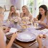 image:imageWDF 60pcs Purple Plates Disposable with Gold Rim  Baroque Light Purple Plastic Plates  Lavender Plates for SpringWeddingEasterBirthdayPurple and White