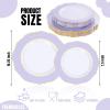 image:imageWDF 60pcs Purple Plates Disposable with Gold Rim  Baroque Light Purple Plastic Plates  Lavender Plates for SpringWeddingEasterBirthdayPurple and White