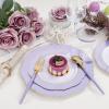 image:imageWDF 60pcs Purple Plates Disposable with Gold Rim  Baroque Light Purple Plastic Plates  Lavender Plates for SpringWeddingEasterBirthdayPurple and White