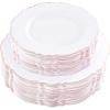 image:imageWDF 60pcs Purple Plates Disposable with Gold Rim  Baroque Light Purple Plastic Plates  Lavender Plates for SpringWeddingEasterBirthdayRose Gold