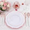 image:imageWDF 60pcs Purple Plates Disposable with Gold Rim  Baroque Light Purple Plastic Plates  Lavender Plates for SpringWeddingEasterBirthdayRose Gold