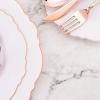 image:imageWDF 60pcs Purple Plates Disposable with Gold Rim  Baroque Light Purple Plastic Plates  Lavender Plates for SpringWeddingEasterBirthdayRose Gold