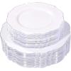 image:imageWDF 60pcs Purple Plates Disposable with Gold Rim  Baroque Light Purple Plastic Plates  Lavender Plates for SpringWeddingEasterBirthdaySilver