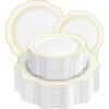 image:imageWDF 100PCS Mint Green Plastic Plates  Green Easter Plates Disposable  Heavy Duty Scalloped Plastic Plate for PartiesWeddingEasterSpringWhite and Gold