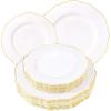image:imageWDF 60pcs Purple Plates Disposable with Gold Rim  Baroque Light Purple Plastic Plates  Lavender Plates for SpringWeddingEasterBirthdayGold