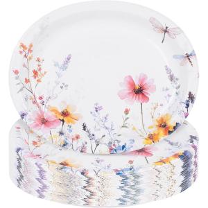 image:imageWDF 50Pack Lemon Oval Paper Plates  10x12 Heavy Duty Large Disposable Dinner Plates  Summer Lemon Serving Platters for BirthdayWeddingTea PartyBaby ShowerSummerDragonfly