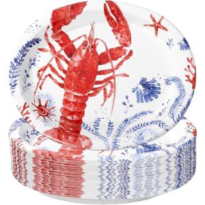 image:imageWDF 50Pack Lemon Oval Paper Plates  10x12 Heavy Duty Large Disposable Dinner Plates  Summer Lemon Serving Platters for BirthdayWeddingTea PartyBaby ShowerSummerCrawfish