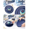 image:imageWDF 150pcs Blue plastic Plates  Navy Blue Plates Disposable  4th of July plates  25guest Disposable Dinnerware Sets for PartyWeddingBirthdayFathers DayBlue and Gold