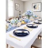 image:imageWDF 150pcs Blue plastic Plates  Navy Blue Plates Disposable  4th of July plates  25guest Disposable Dinnerware Sets for PartyWeddingBirthdayFathers DayBlue and Gold