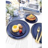 image:imageWDF 150pcs Blue plastic Plates  Navy Blue Plates Disposable  4th of July plates  25guest Disposable Dinnerware Sets for PartyWeddingBirthdayFathers DayBlue and Gold