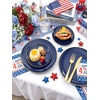 image:imageWDF 150pcs Blue plastic Plates  Navy Blue Plates Disposable  4th of July plates  25guest Disposable Dinnerware Sets for PartyWeddingBirthdayFathers DayBlue and Gold