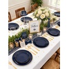 image:imageWDF 150pcs Blue plastic Plates  Navy Blue Plates Disposable  4th of July plates  25guest Disposable Dinnerware Sets for PartyWeddingBirthdayFathers DayBlue and Gold