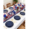 image:imageWDF 150pcs Blue plastic Plates  Navy Blue Plates Disposable  4th of July plates  25guest Disposable Dinnerware Sets for PartyWeddingBirthdayFathers DayBlue and Gold