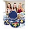 image:imageWDF 150pcs Blue plastic Plates  Navy Blue Plates Disposable  4th of July plates  25guest Disposable Dinnerware Sets for PartyWeddingBirthdayFathers DayBlue and Gold