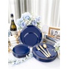 image:imageWDF 150pcs Blue plastic Plates  Navy Blue Plates Disposable  4th of July plates  25guest Disposable Dinnerware Sets for PartyWeddingBirthdayFathers DayBlue and Gold