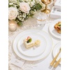 image:imageWDF 150pcs Blue plastic Plates  Navy Blue Plates Disposable  4th of July plates  25guest Disposable Dinnerware Sets for PartyWeddingBirthdayFathers DayWhite and Gold