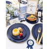 image:imageWDF 150pcs Blue plastic Plates  Navy Blue Plates Disposable  4th of July plates  25guest Disposable Dinnerware Sets for PartyWeddingBirthdayFathers DayBlue and Gold