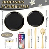 image:imageWDF 150pcs Blue plastic Plates  Navy Blue Plates Disposable  4th of July plates  25guest Disposable Dinnerware Sets for PartyWeddingBirthdayFathers DayBlack and Gold
