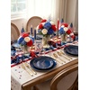 image:imageWDF 150pcs Blue plastic Plates  Navy Blue Plates Disposable  4th of July plates  25guest Disposable Dinnerware Sets for PartyWeddingBirthdayFathers DayBlue and Gold