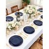 image:imageWDF 150pcs Blue plastic Plates  Navy Blue Plates Disposable  4th of July plates  25guest Disposable Dinnerware Sets for PartyWeddingBirthdayFathers DayBlue and Gold