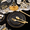 image:imageWDF 150pcs Blue plastic Plates  Navy Blue Plates Disposable  4th of July plates  25guest Disposable Dinnerware Sets for PartyWeddingBirthdayFathers DayBlack and Gold