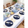 image:imageWDF 150pcs Blue plastic Plates  Navy Blue Plates Disposable  4th of July plates  25guest Disposable Dinnerware Sets for PartyWeddingBirthdayFathers DayBlue and Gold