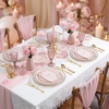 image:imageWDF 150pcs Blue plastic Plates  Navy Blue Plates Disposable  4th of July plates  25guest Disposable Dinnerware Sets for PartyWeddingBirthdayFathers DayPink and Gold