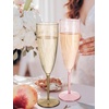 image:imageWDF 36PCS Pink Champagne Flutes Plastic  6 OZ Pink Glitter Disposable Champagne Flutes for WeddingBirthdayPartiesBridal ShowerSummerColorful