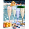 image:imageWDF 36PCS Pink Champagne Flutes Plastic  6 OZ Pink Glitter Disposable Champagne Flutes for WeddingBirthdayPartiesBridal ShowerSummerColorful