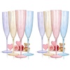 image:imageWDF 36PCS Pink Champagne Flutes Plastic  6 OZ Pink Glitter Disposable Champagne Flutes for WeddingBirthdayPartiesBridal ShowerSummerColorful