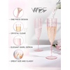 image:imageWDF 36PCS Pink Champagne Flutes Plastic  6 OZ Pink Glitter Disposable Champagne Flutes for WeddingBirthdayPartiesBridal ShowerSummerPink