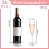 image:imageWDF 36PCS Pink Champagne Flutes Plastic  6 OZ Pink Glitter Disposable Champagne Flutes for WeddingBirthdayPartiesBridal ShowerSummerPink