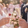 image:imageWDF 36PCS Pink Champagne Flutes Plastic  6 OZ Pink Glitter Disposable Champagne Flutes for WeddingBirthdayPartiesBridal ShowerSummerPink Glitter