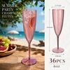 image:imageWDF 36PCS Pink Champagne Flutes Plastic  6 OZ Pink Glitter Disposable Champagne Flutes for WeddingBirthdayPartiesBridal ShowerSummerRose