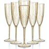 image:imageWDF 36PCS Pink Champagne Flutes Plastic  6 OZ Pink Glitter Disposable Champagne Flutes for WeddingBirthdayPartiesBridal ShowerSummerBrown