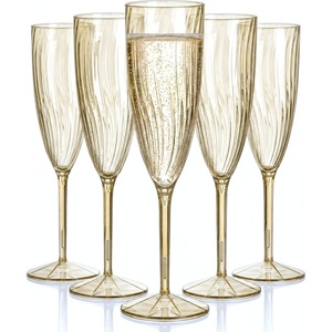 image:imageWDF 36PCS Pink Champagne Flutes Plastic  6 OZ Pink Glitter Disposable Champagne Flutes for WeddingBirthdayPartiesBridal ShowerSummerBrown