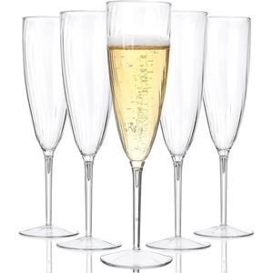 image:imageWDF 36PCS Pink Champagne Flutes Plastic  6 OZ Pink Glitter Disposable Champagne Flutes for WeddingBirthdayPartiesBridal ShowerSummerClear