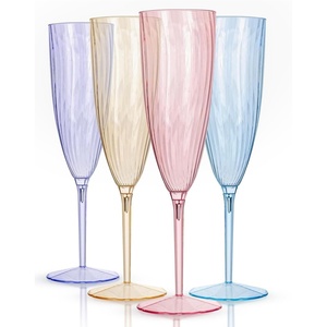 image:imageWDF 36PCS Pink Champagne Flutes Plastic  6 OZ Pink Glitter Disposable Champagne Flutes for WeddingBirthdayPartiesBridal ShowerSummerColorful
